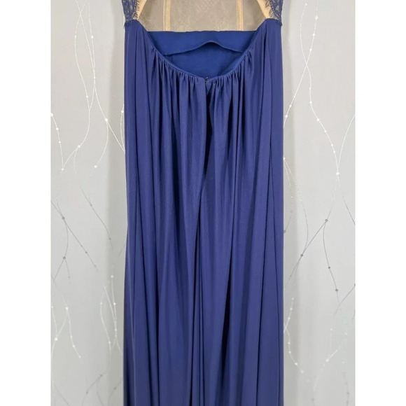 Sherri Hill Navy Blue Lace Illusion Open Back Formal Gown $298 - Picture 11 of 14